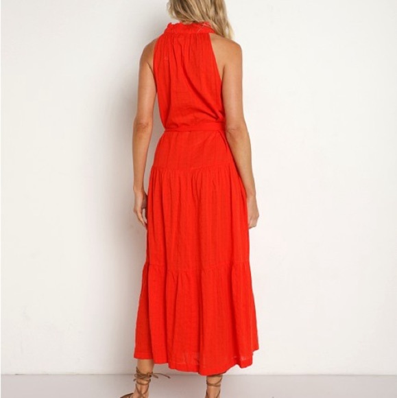 NWT CLEOBELLA Simone Ankle Dress certified ORGANIC Donny red orange layered ties - Picture 3 of 14